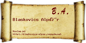 Blaskovics Alpár névjegykártya